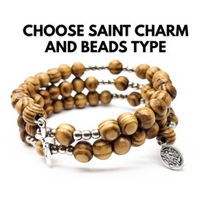 Wooden Beads Catholic Rosary Bracelet, Gift For Women, Handmade Rosary Bracelet, Rosary Bracelet For Girls, St Michael Medal Small