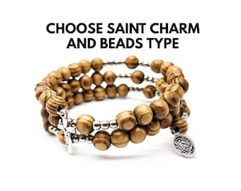 Wooden Beads Catholic Rosary Bracelet, Gift For Women, Handmade Rosary Bracelet, Rosary Bracelet For Girls, St Michael Medal Small