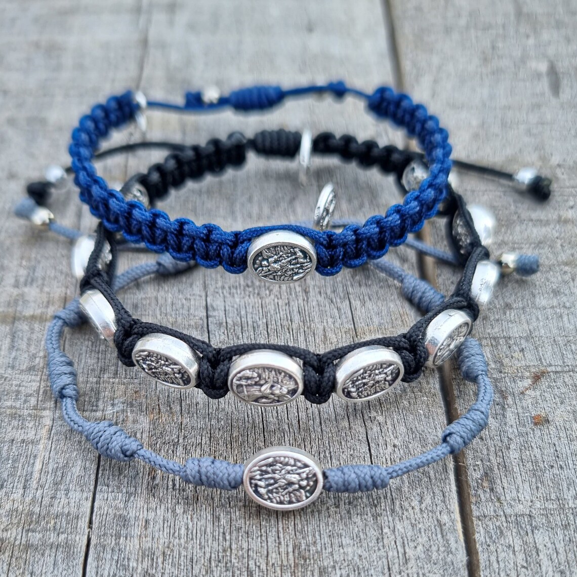 Blue Saint Michael bracelet