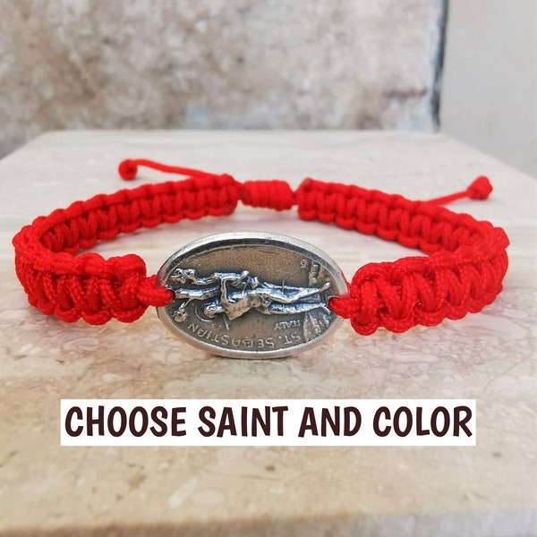 St Sebastian Medal Bracelet, Sportsman Gift, Gift For Fitness Lover, Gift For Gardener, Saint Sebastian Charm Pendant