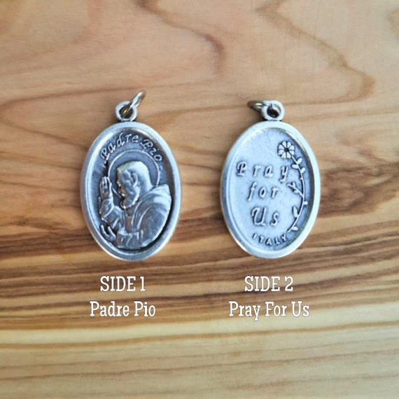 Saint Padre Pio & Our Lady Of Sorrows Keychain - Silver Key Shape With Color Images, Catholic Gift For Baptism, First Communion, Graduation - View #6