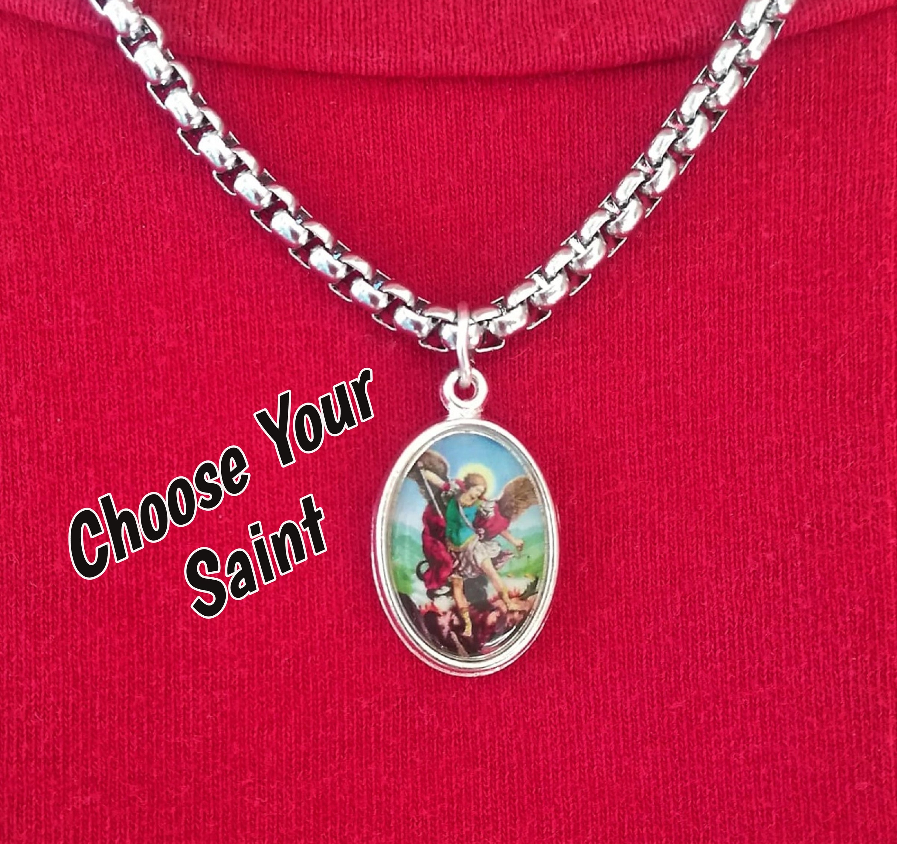 Stainless Steel St Michael Necklace Saint Michael Pendant Etsy
