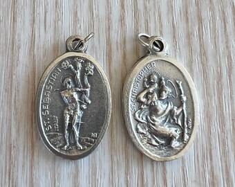 St Christopher Sebastian Pendant Charm Medals Bulk 1 5 10 25, Catholic Medals Lot, Catholic Jewelry Bulk, DIY Jewelry Materials