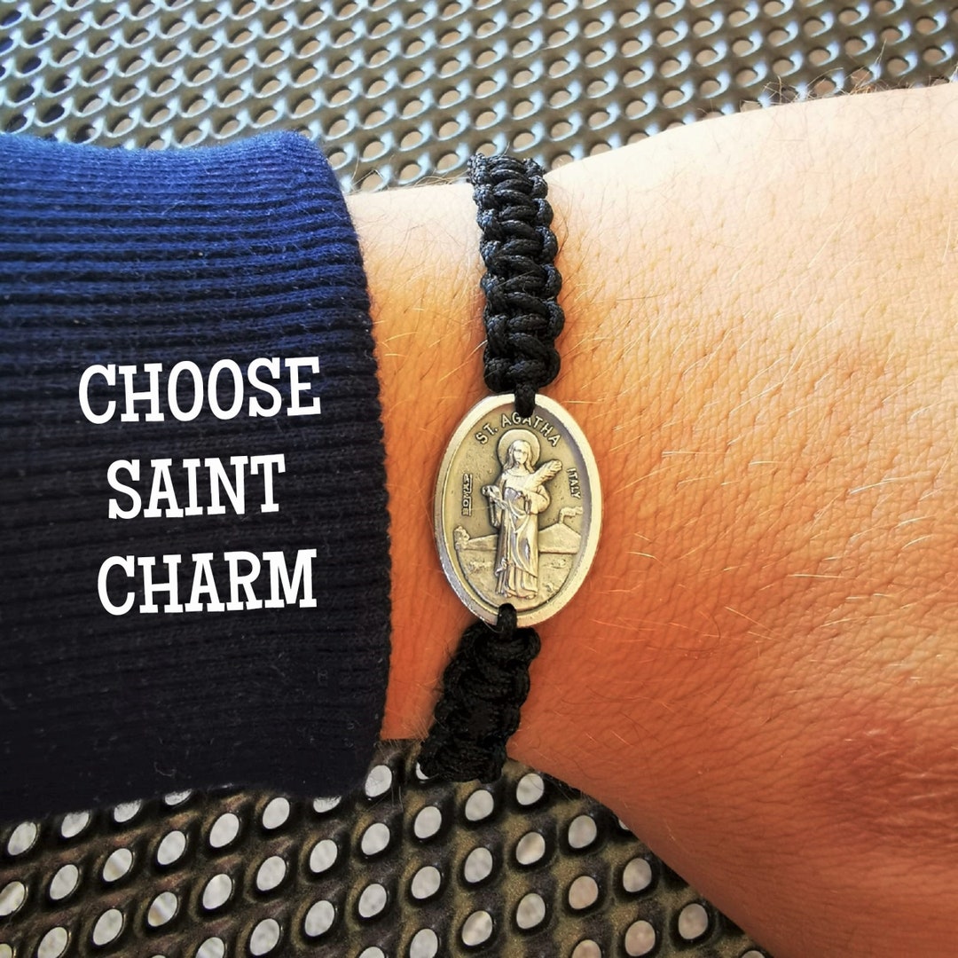 St Agatha Bracelet, Saint Agatha Medal, Nurse Gift, Religious Jewelry