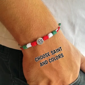Country Flag Catholic Saint Bracelet, Patriotic Gift, Saints Medal, Religious Bracelet, USA Mexico Canada Italy Australia Ireland America