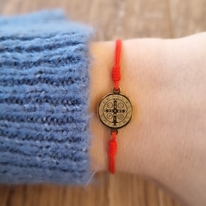 St Benedict Minimalist Bracelet, Saint Benedict Charm Medal, Simple Catholic Bracelet, Dainty Bracelets,  Gift For First Communion