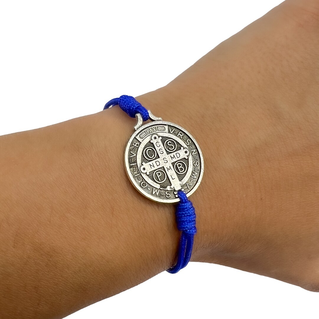 Minimalist Rope Bracelet, Catholic Jewelry With Saint Medal, St
