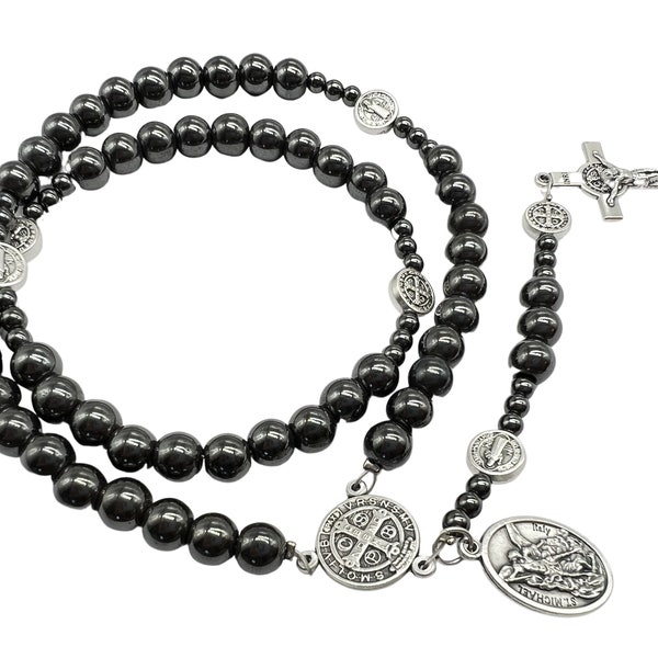 Chapelet Noir, Saint Benoît Michel Chaplet, Cadeau Catholique, Perles de Prière, CHOISISSEZ SAINT Et PERLES, Bijoux Religieux Hommes Femmes Adolescents Adultes