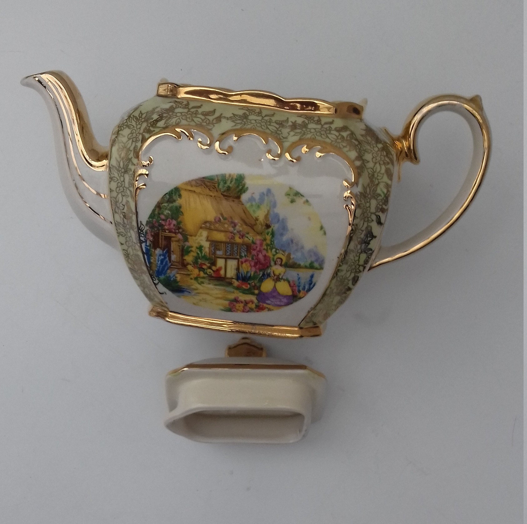Earthenware Teapot by Sadler England Crinoline Lady Cottage Etsy