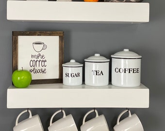 Painted Coffee Bar Set of Two Floating Shelves | FREE SHIPPING |