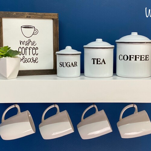 Painted Floating Shelf With Coffee Mug Hooks FREE SHIPPING Etsy