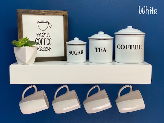 Shelf with cheap mug hooks