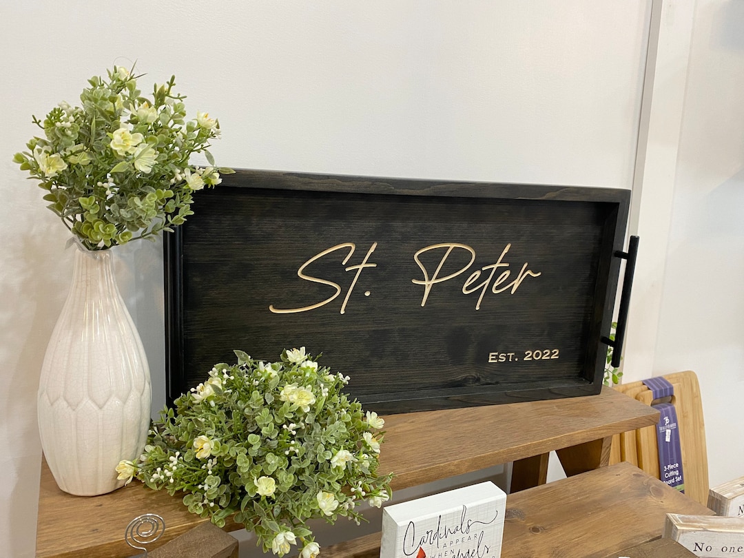 Personalized Wood Serving Tray Wedding Gift Housewarming Closing Gift