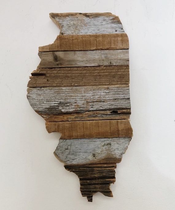 Reclaimed Barn Wood Illinois Cutout Etsy