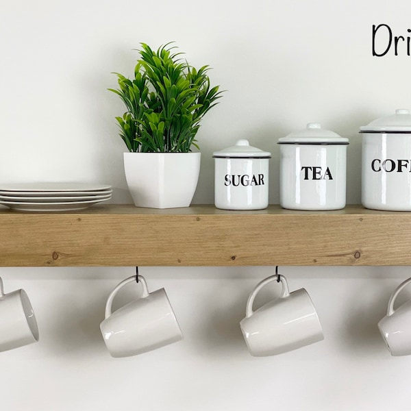 Coffee Shelf With Hooks Etsy