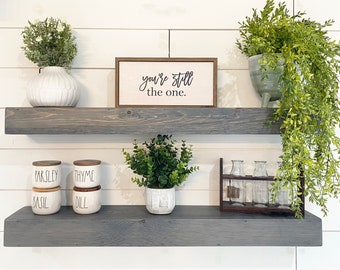 Custom Rustic Wood Floating Shelf: 3-inch Thick