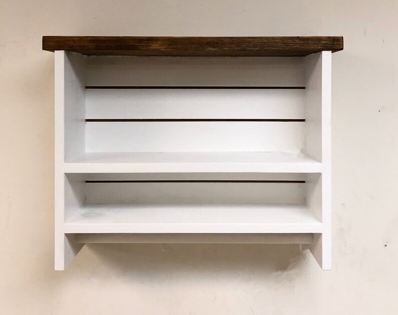 Farmhouse Bathroom Shelf With Towel Bar 2tier Etsy