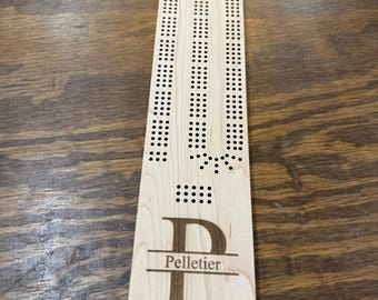 Personalized Monogram Maple Cribbage Board