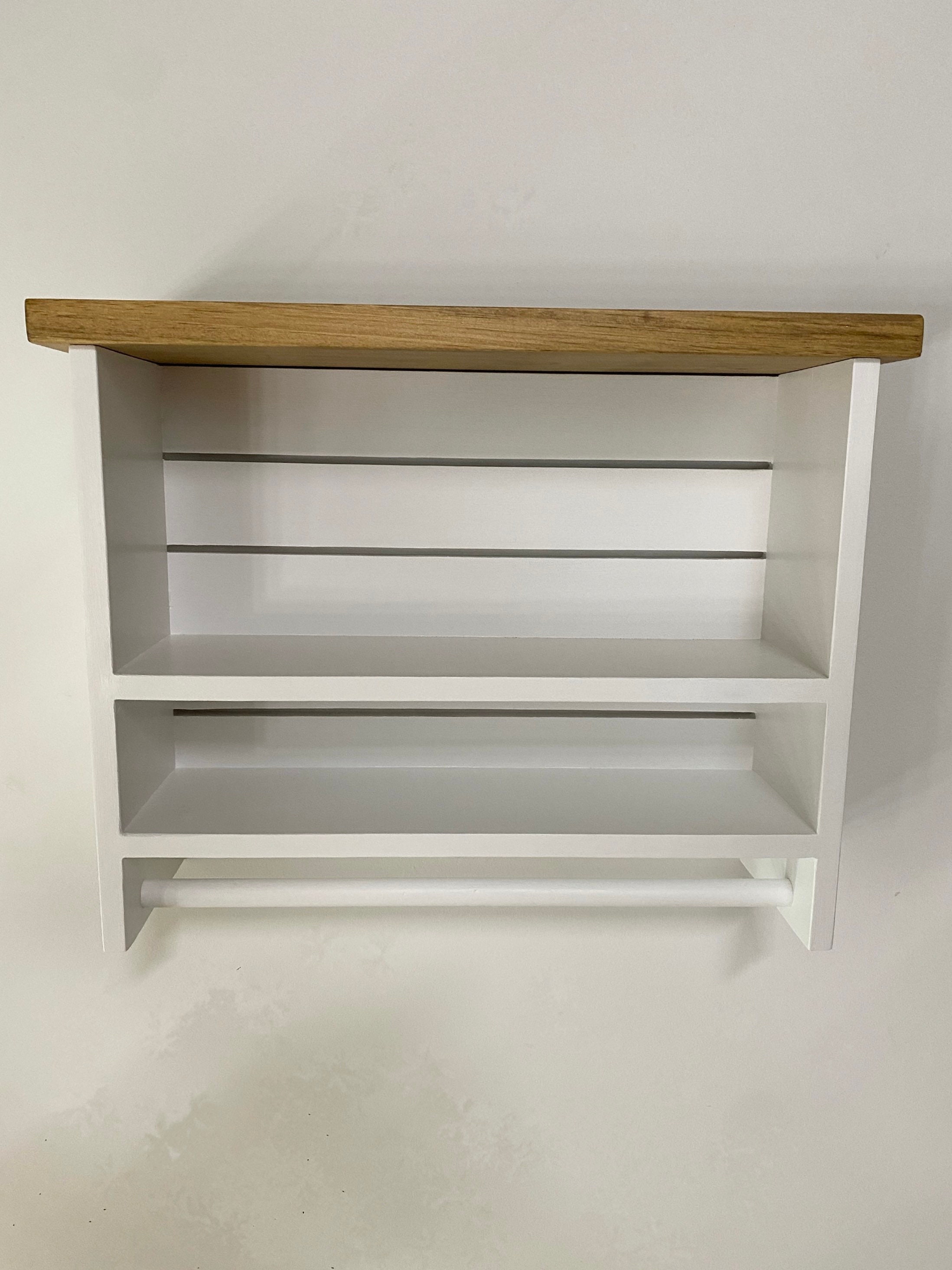 Farmhouse Bathroom Shelf With Towel Bar 2tier Etsy