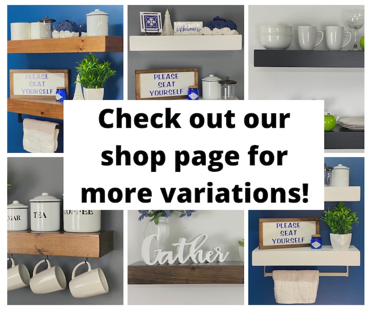 Floating Shelf With Coffee Mug Hooks Stained FREE SHIPPING Etsy