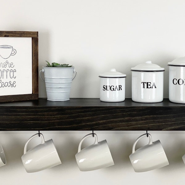 Floating Shelf With Hooks Etsy