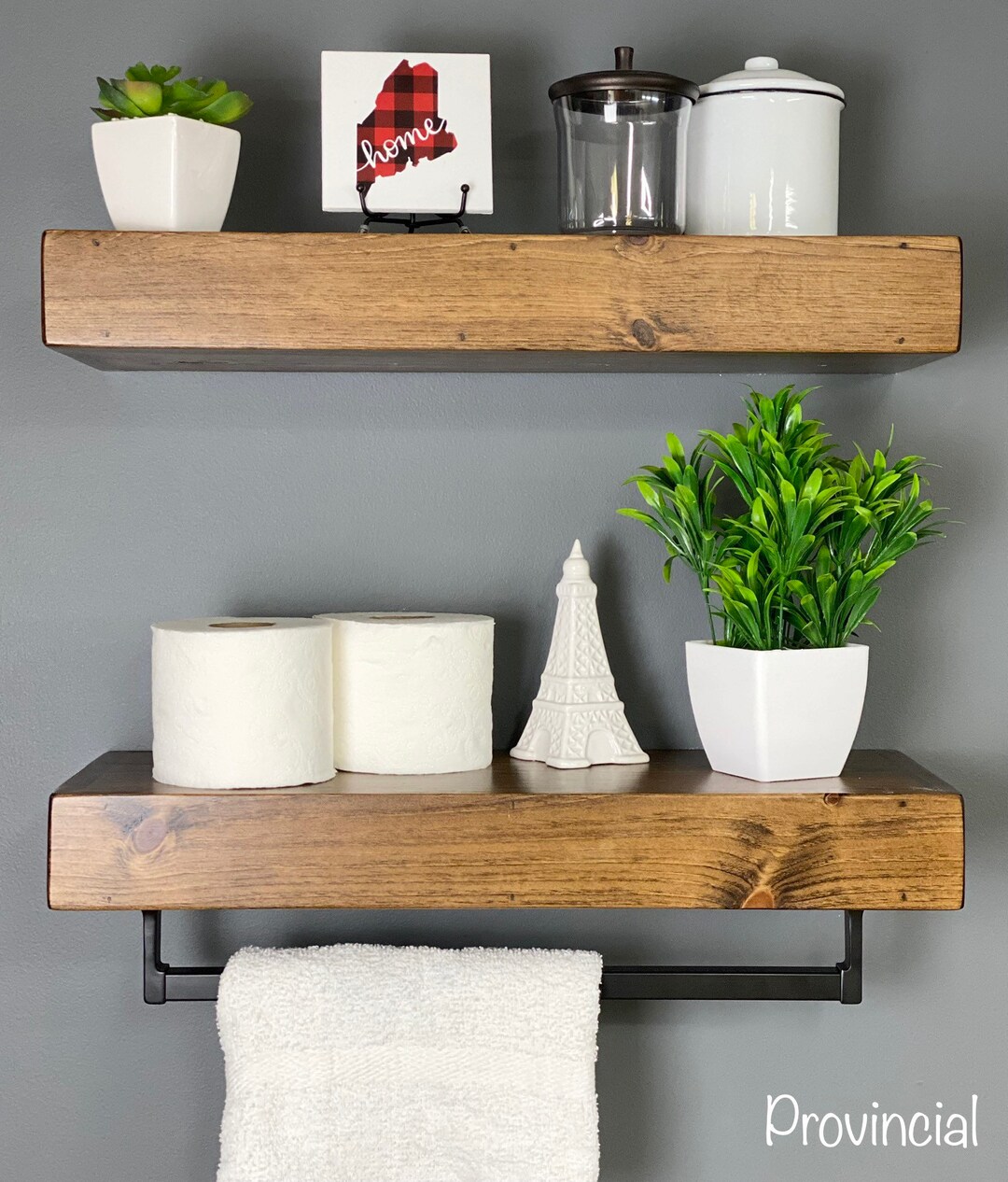 Bathroom Shelves Set FREE SHIPPING Set of Two Shelves, One Towel Bar