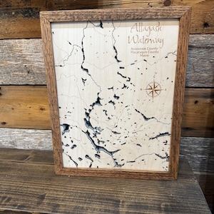 Mapa de profundidad de lago personalizado ANY LAKE: mapa de madera personalizado grabado a láser con marco de roble; arte batimétrico de pared de lago de 2, 4 o 9 capas imagen 15