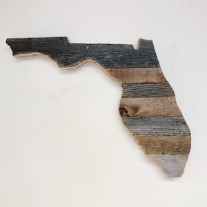 Florida Reclaimed Barn Wood State Cutout