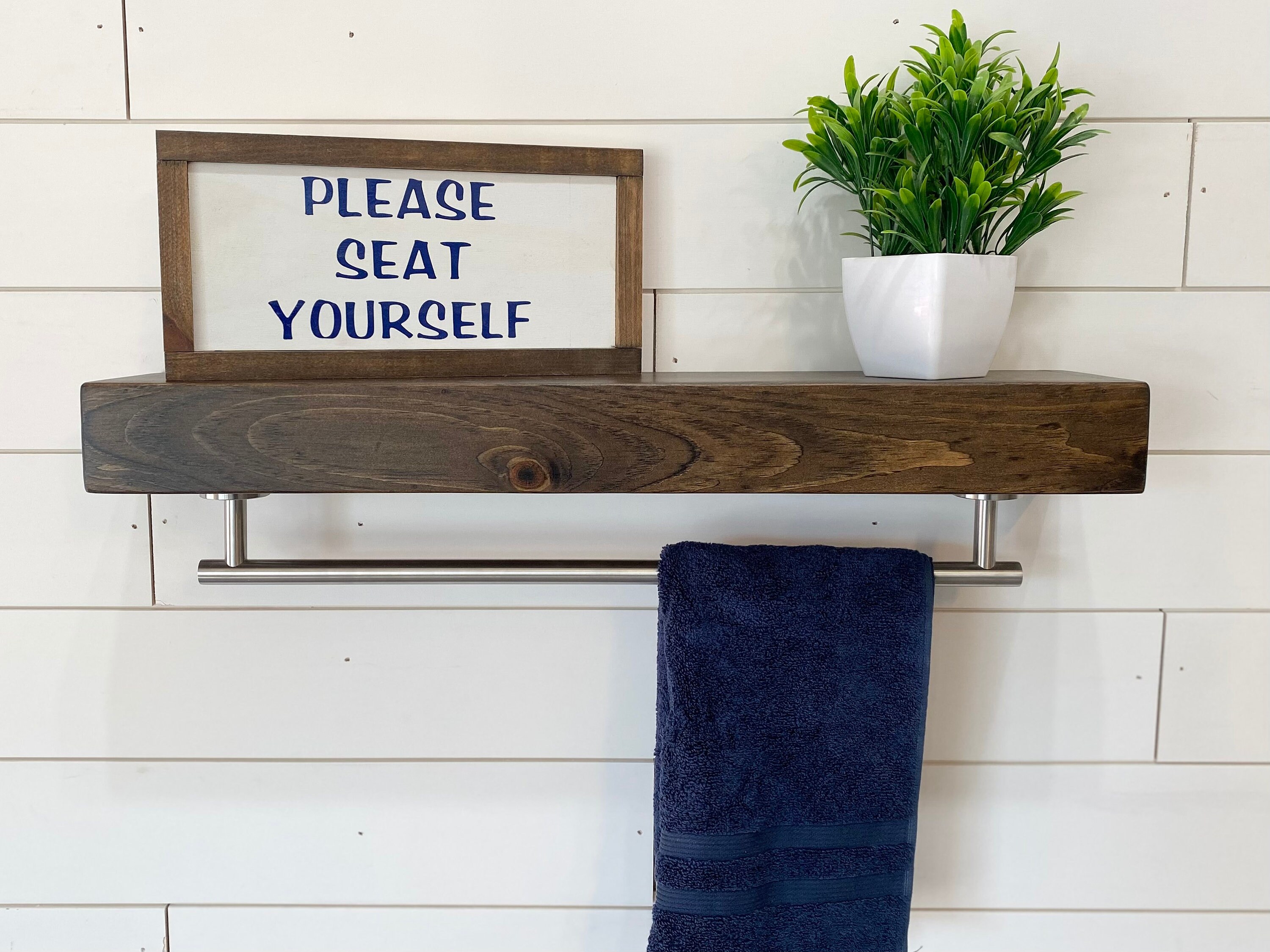 Bathroom Shelf With Towel Bar Satin Nickel FREE SHIPPING