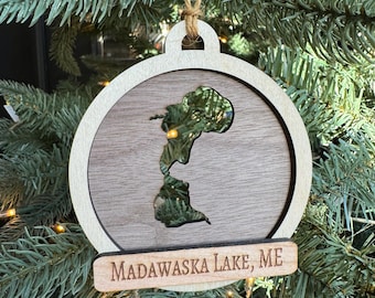 Personalized Lake Christmas Tree Ornament
