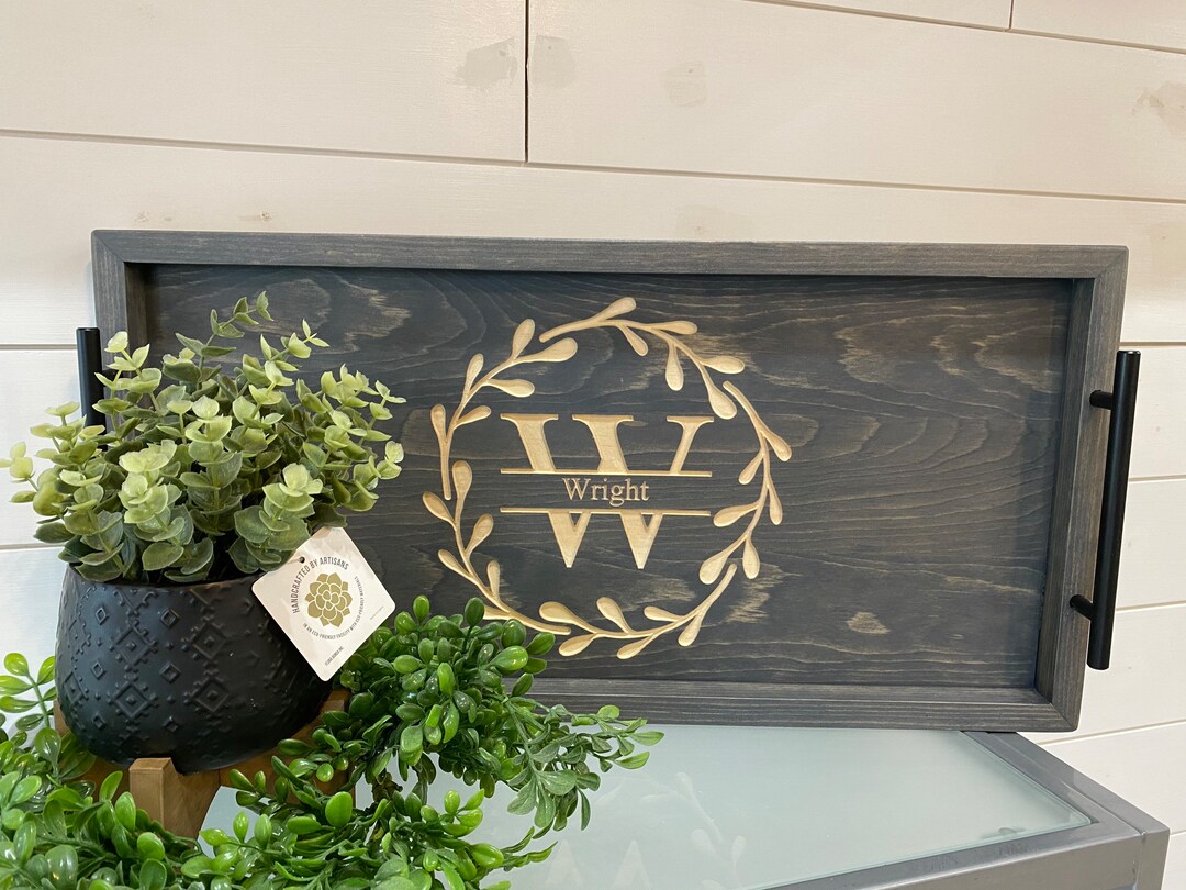 Personalized Wood Serving Tray Wedding Gift Housewarming Closing Gift