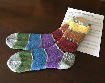 Regenbogen Socken, Hand stricken Wolle