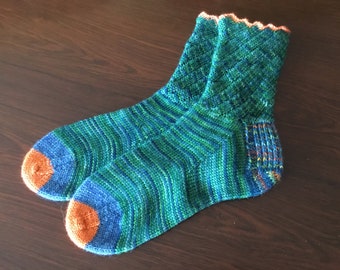 Orangenbaum Handgestrickte Wollsocken