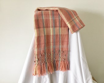 Coral silk, cashmere and alpaca shawl