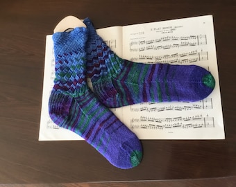 Jewel Box hand knit wool socks