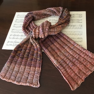 Hand knit pumpkin wool and cashmere scarf
