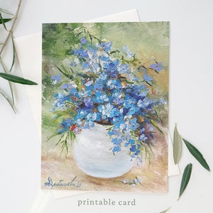 Baixar Cartões para impressão Cartões de felicitações para o dia das mães Flores para miosótis Buquê de primavera Flores silvestres Decoração de parede moderna