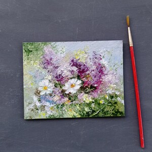 Spring flower Small art chamomile daisies Oil Painting Wall Art Décor bouquet of floral art summer garden art still life a gift for for Mom