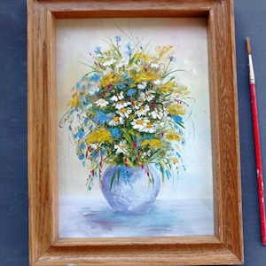 Spring flower Small art chamomile daisies Oil Painting Wall Art Décor bouquet of floral art summer garden art still life a gift for for Mom