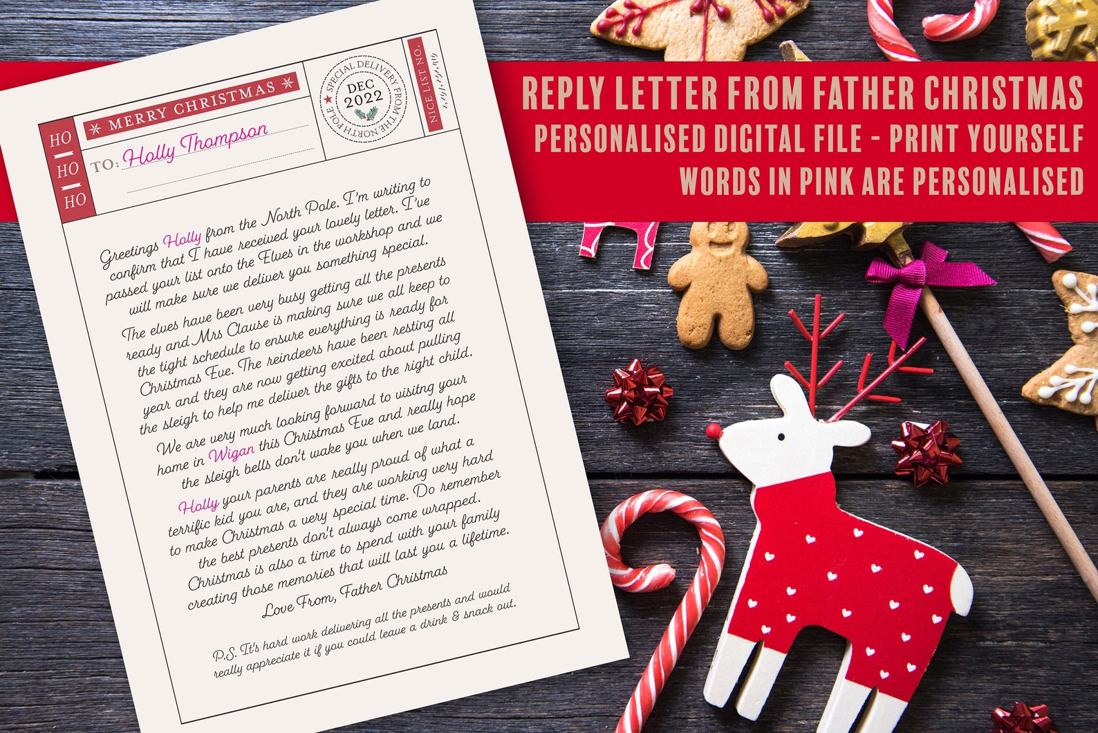 Reply Letter From Santa, Personalised Letter From Santa, Printable ...