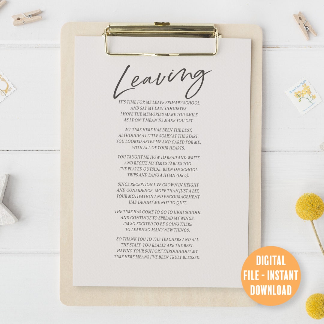 Y6 Leavers Poem To School End Of Term Gift Teacher Gift Digital File school-leavers-shirt-iron-on-transfer-etsy