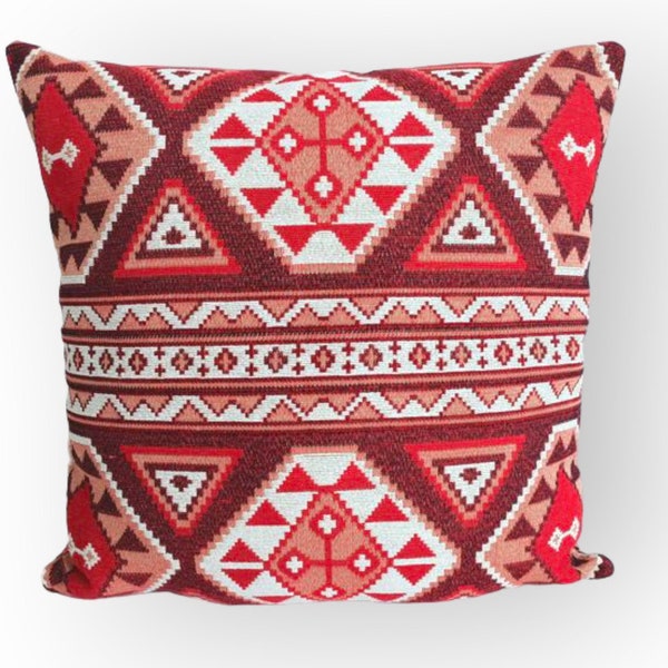 Red Geometric Pillow - Etsy