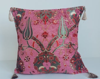 Pink kilim pillow, kilim cushion pink, tulip Turkish pink, boho pillow, kilim pillow cover pink, pillow covers 16x 16,tulip throw pillow