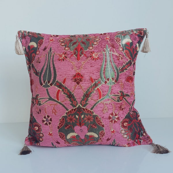 Pink kilim pillow, kilim cushion pink, tulip Turkish pink, boho pillow, kilim pillow cover pink, pillow covers 16x 16,tulip throw pillow