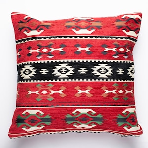 Red Kilim Pillow Cover, Turkish Throw Pillow,  Red Turkish Kilim Pillow Cover, Red Throw Pillow, Turkish Pillow Cover, Oriental Pillow Cover
