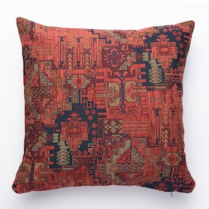 Burnt orange Turkish pillow cover, orange throw pillow, kilim cushion cover, rust pillow cover, orange  pillow cover, pillow cover 18x18.