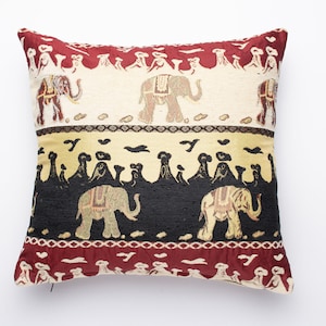 Elephant Pillow Cover, Throw Pillow, Elephant Cushion indian decor  Cover, Bohemian animal cushion, Living Room Pillows, Chenille pillow