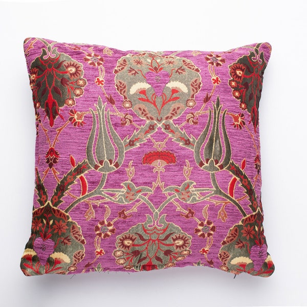 Pink kilim pillow, kilim cushion pink, pink tulip Turkish, pink boho pillow, kilim pillow pink, pillow covers 16 x 16, tulip throw pillow.