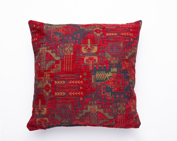 Red Kilim pillow cover, chenille pillow, Red kilim pillow, Boho pillow cover, kilim cushion cover, pillow cover kilim, Turkish pillow cover
