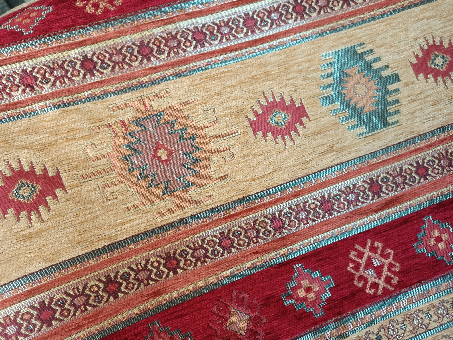 Tapestry Upholstery Fabric Red Kilim Fabric Upholstery Etsy